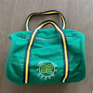Janie and Jack Green Duffel Bag with Yellow Accents